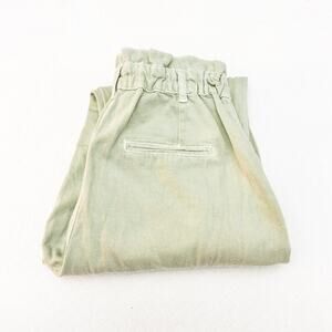 Zara Rouched Waist Paper Bag Style Jogger Style Leg Pants Green Size 8